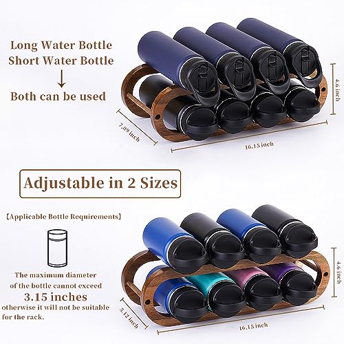 2-Tier Acacia Wood Wine Rack and Water Bottle Organizer for Countertop