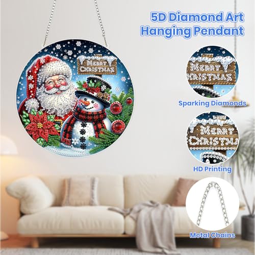 MOGTAA Christmas Snowman 5D Diamond Art Hanging Kit – Suncatcher Pendant (Christmas Snowman3)