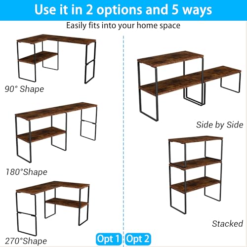 2-Tier Adjustable Kitchen Countertop Organizer & Corner Shelf
