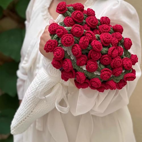 Crochet Rose Bouquet Throw Blanket - Handmade Knit Gift for Women
