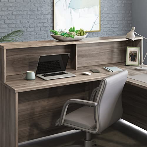 Reception Desk Hutch in Hudson Elm - Durable Engineered Wood Office Counter