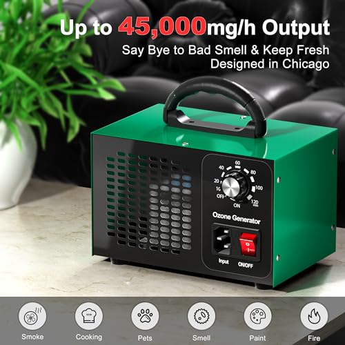 45,000mg/h Ozone Generator and Air Ionizer Odor Eliminator for Home and Car