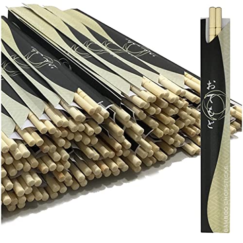 Albino Monkey Disposable Bamboo Chopsticks Long Paper Sleeve 200 Pairs for Sushi & Asian Cuisine