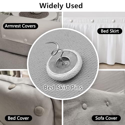 Linen Covered Twist Pins for Bed Skirts - 12 Pack Light Brown