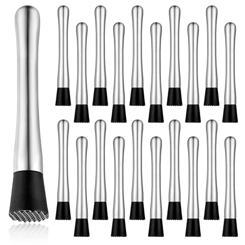 Stainless Steel Cocktail Muddler Set - 20 Pcs Bar Tool Kit for Drinks & Mojitos