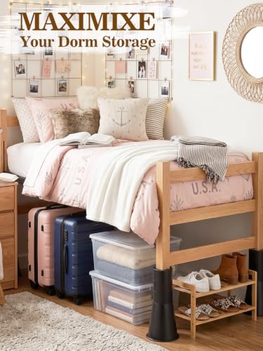 Heavy-Duty Adjustable Bed Risers 12 Inch, 4 Pack Furniture Lifts