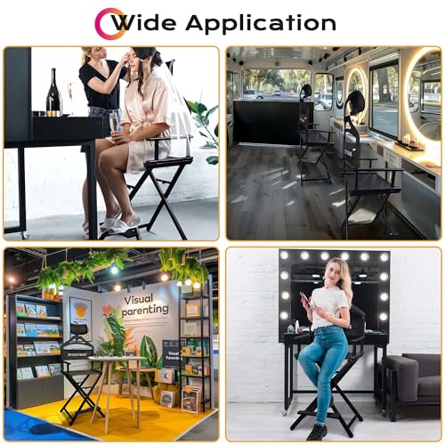 28-Inch Portable Folding Makeup Director Chair with Adjustable Headrest