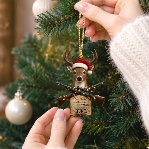 Deer Hunting Wooden Christmas Ornament 2026 - Double-Sided Holiday Decor