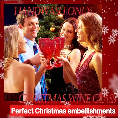 6 Pack Red Wine Goblet Glasses - Elegant Christmas Tableware, 12oz