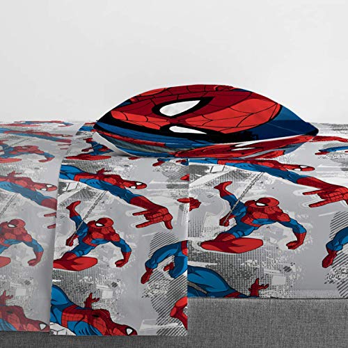Marvel Spiderman Twin Comforter Set - 4 Piece Kids Bedding Bed in a Bag