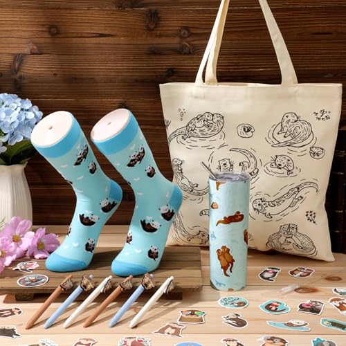 Sea Otter Gift Set with Socks, Water Bottle & Accessories for Women