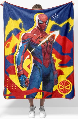 Jay Franco Kids Marvel Spiderman Plush Throw Blanket 40x50 Travel Blanket - Blue