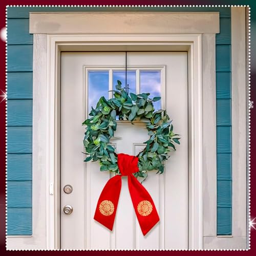 Red Wreath Sash for Front Door 2-Pack Polyester DIY Monogram Sash