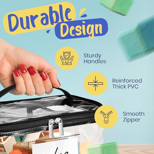 Clear Zippered Storage Bags - 6 Pack Durable PVC Toy & Puzzle Organizers