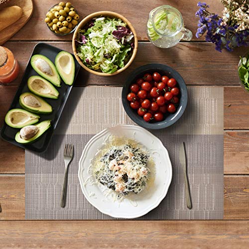 Washable PVC Placemats Set of 6 - Heat Resistant Kitchen Table Mats 12x18