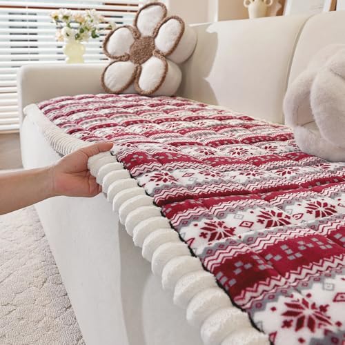 Christmas Plush Sofa Cover 28x71 for 2-3 Seater Sofa, Non-Slip Pet Dog Couch Protector