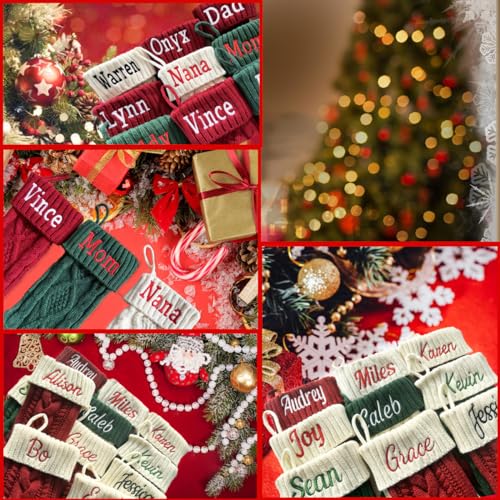 Personalized Embroidered Christmas Stocking - 18" Large Knitted Xmas Stocking