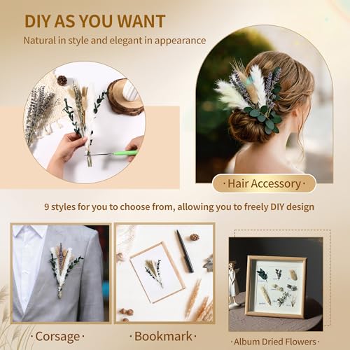 Dried Pampas Grass Bouquet, 92 Pcs 11-13 Inch Small Boho Flowers for Vase Filler