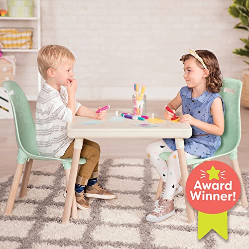 Modern Kids Table and 2-Chair Set with Wooden Legs - Mint