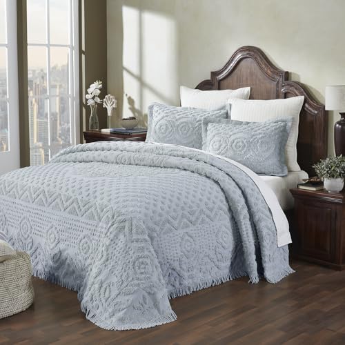 King Size Chenille Bedspread - 100% Cotton Lightweight Luxury Decor