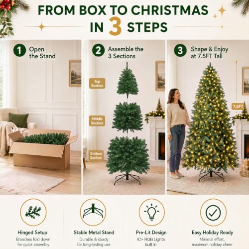 Avatar Controls 7.5FT Smart RGB Pre-Lit Artificial Christmas Tree - Green