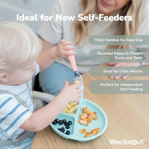 Toddler Utensils Set with Stainless Steel and Silicone Handles