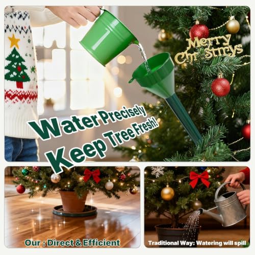 Green 51-Inch Christmas Tree Watering Funnel with Hose - Spill-Free Plant Watering Tool