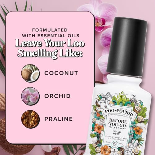 Poo-Pourri Before-You-Go Toilet Spray Beach Bum 2 Fl Oz - Tropical Coconut Scent, Travel Size