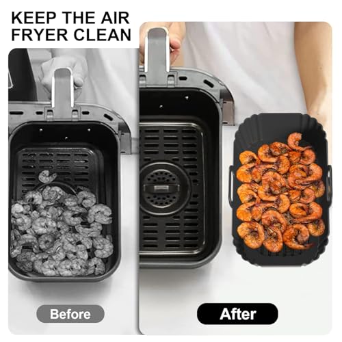 Reusable Silicone Air Fryer Liners for Dual Basket Air Fryers, 2 Pack