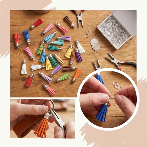 Leather Tassel Charms for Keychain Making - 50 Piece DIY Craft Set