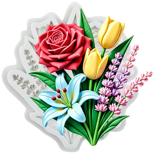 QDMOLDS Flower Silicone Mold Lavender Tulip Rose Lily - Style I
