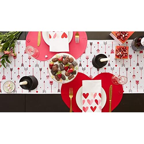 DII Valentine's Day Table Top Collection, Table Runner, 14x72, Hearts & Arrow
