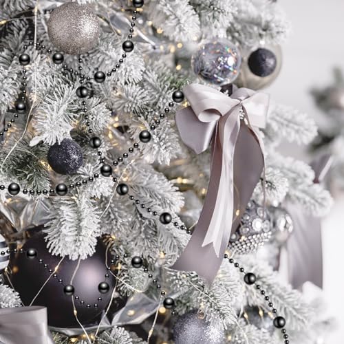 65.6Ft Black Pearl Bead Garland, Artificial Beaded String for Crafts & Decor