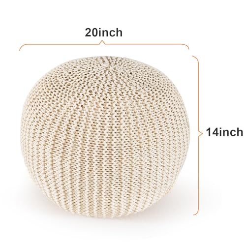 Round Plush Foam-Filled Pouf Ottoman, 26-Inch Decorative Foot Rest