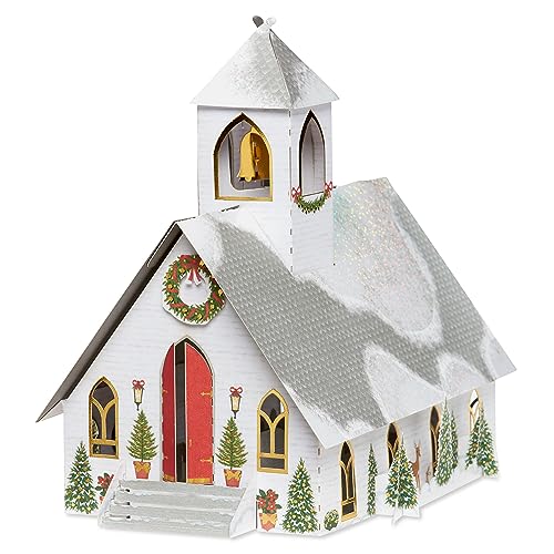 3D Pop-Up Christmas Village Church Tabletop Decor & Keepsake Card