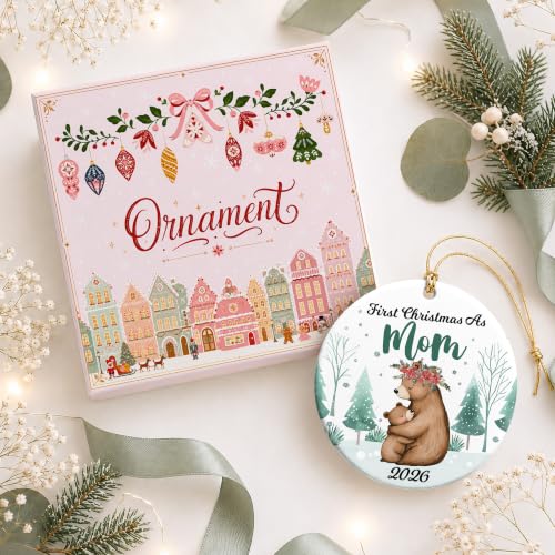 First Christmas as Mom Ornament 2026 - Mama Bear & Baby Bear Holiday Keepsake