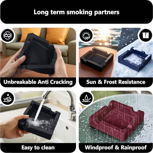Silicone Cigar Ashtray Set for Patio with 3 Stainless Steel Cutters