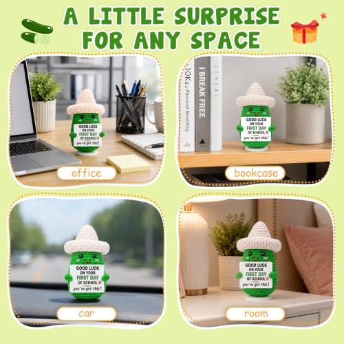 Handmade Crochet Pickle Desk Decor - First Day of School Encouragement Gift