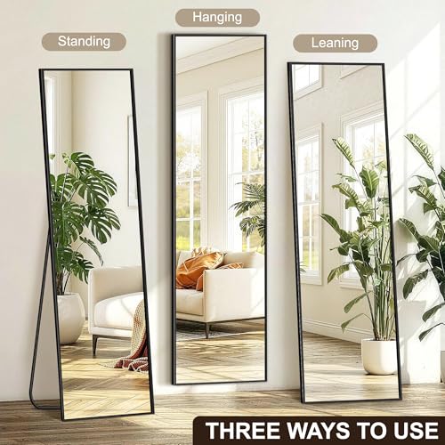 75" x 35" Full Length Floor Mirror with Stand, Shatterproof HD Glass