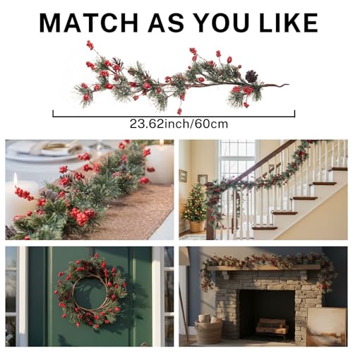 MOYEE Pine Needle Wreath 14-Inch Candle Holder, Black Metal Christmas Centerpiece