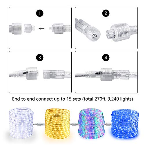 18ft LED Rope Lights, Connectable Cool White Waterproof Tube Light
