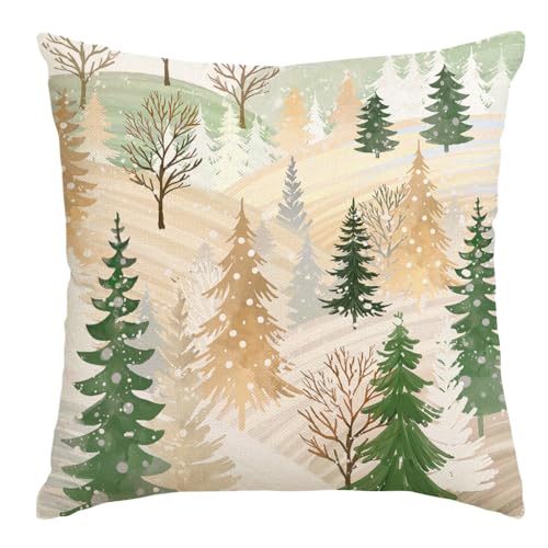 RABUSOFA Green 18x18 Inch Christmas Tree Decorative Pillow Cover - Holiday Farmhouse Decor