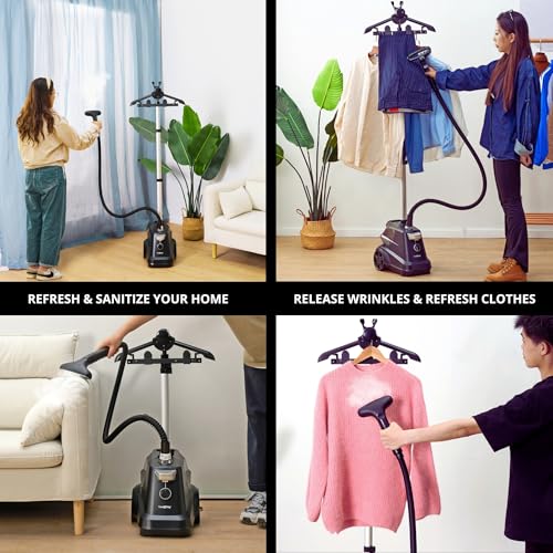 1800W Professional Standing Garment Steamer with 3L Tank & Wheels