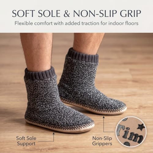 Cosyone1997 Men's Indoor Non-Slip Grey Boot Slippers Size 10-11