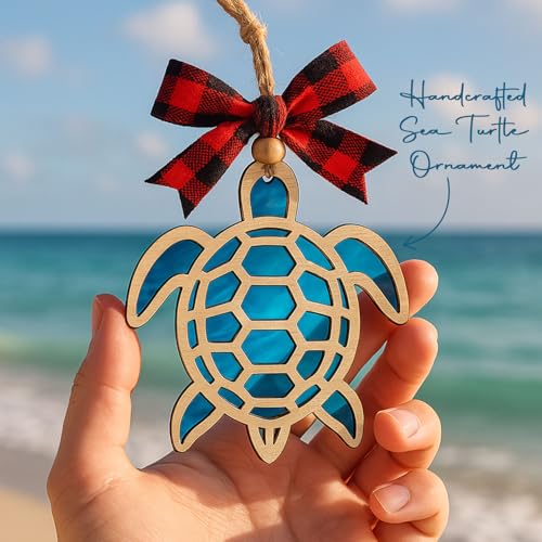 Musemory Sea Turtle Acrylic Suncatcher Ornament – Turtle Lover Gift, Coastal Christmas