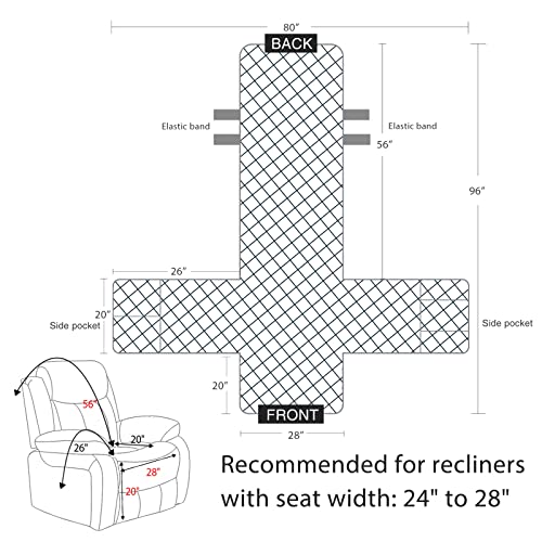 Waterproof Velvet Recliner Cover - Non-Slip Large Size 28"