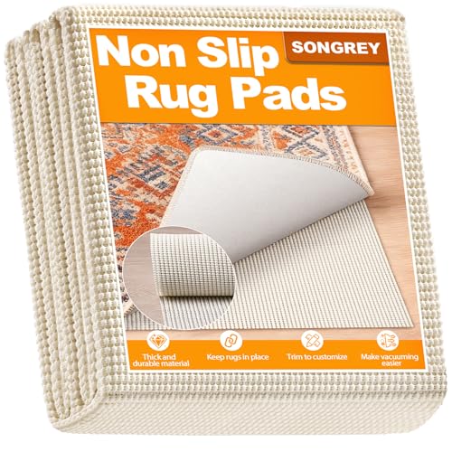 Non-Slip Rug Pad 5x7 FT - Extra Thick Cushioned Carpet Pad for Hard Floors