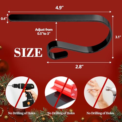 Adjustable Christmas Stocking Holders for Mantle - 6 Pack Metal Hangers