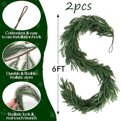Artificial Norfolk Pine Garland 6ft x2pcs No Light - Lucky Flower