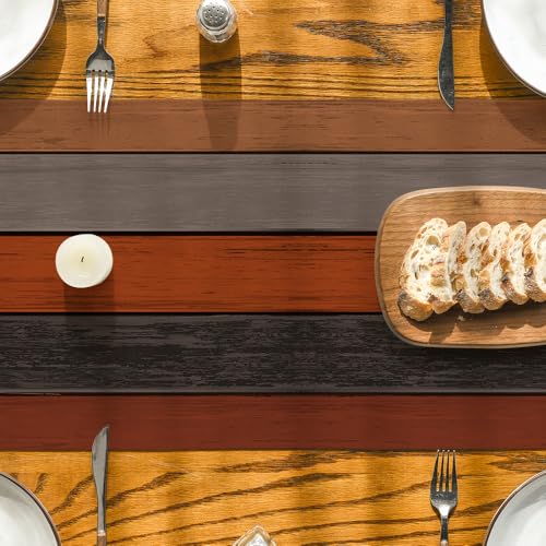 13x72 Inch Orange Grey Rustic Wood Texture Table Runner for Fall Kitchen Dining Home Party Decor